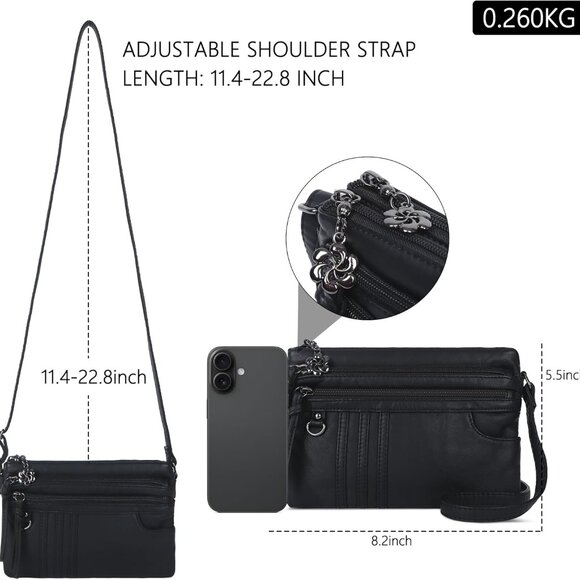 Fashionable Vegan Crossbody Purse with Triple Pockets and Adjustable Strap - Picture 2 of 8